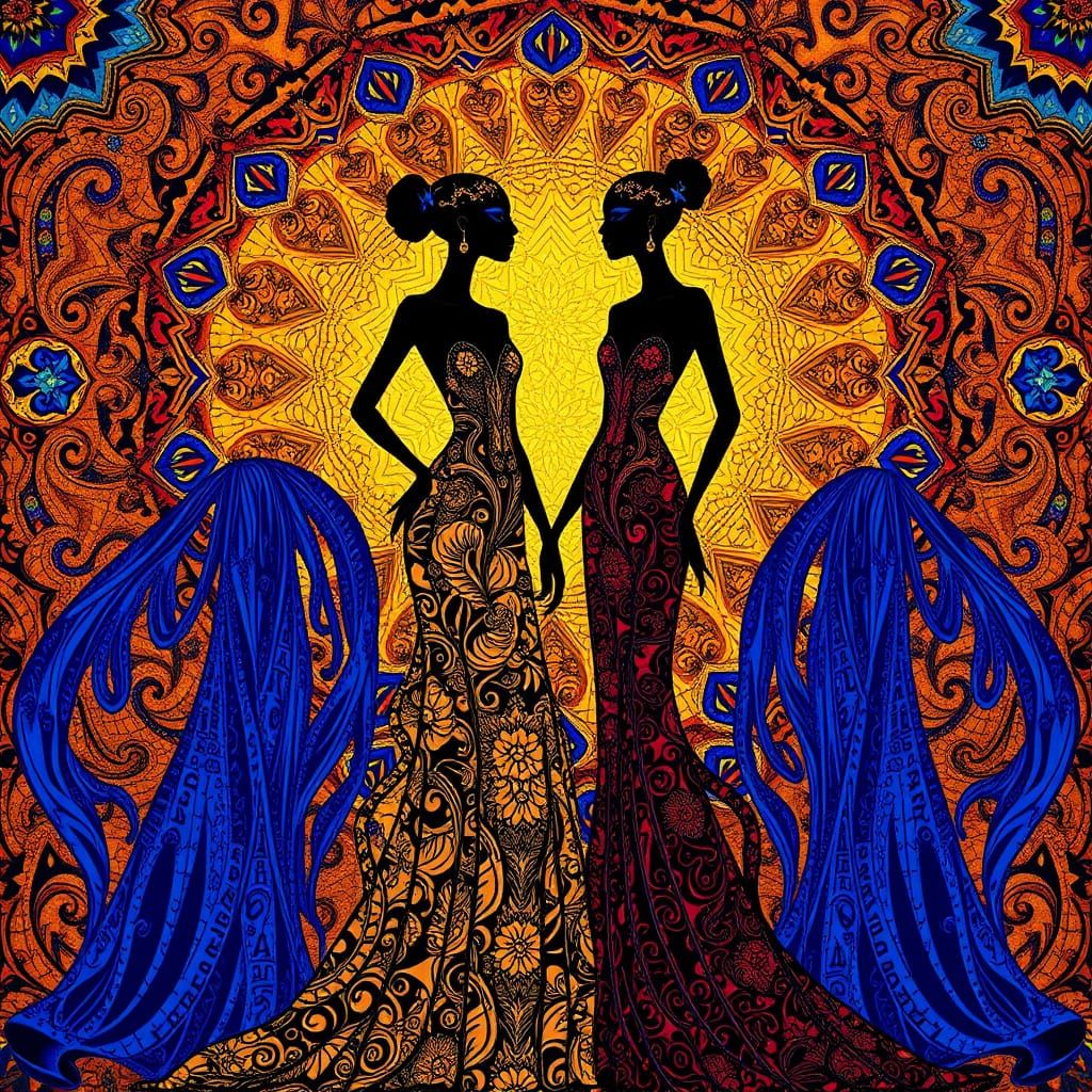 Ethereal Fashion Silhouettes in Golden Aura