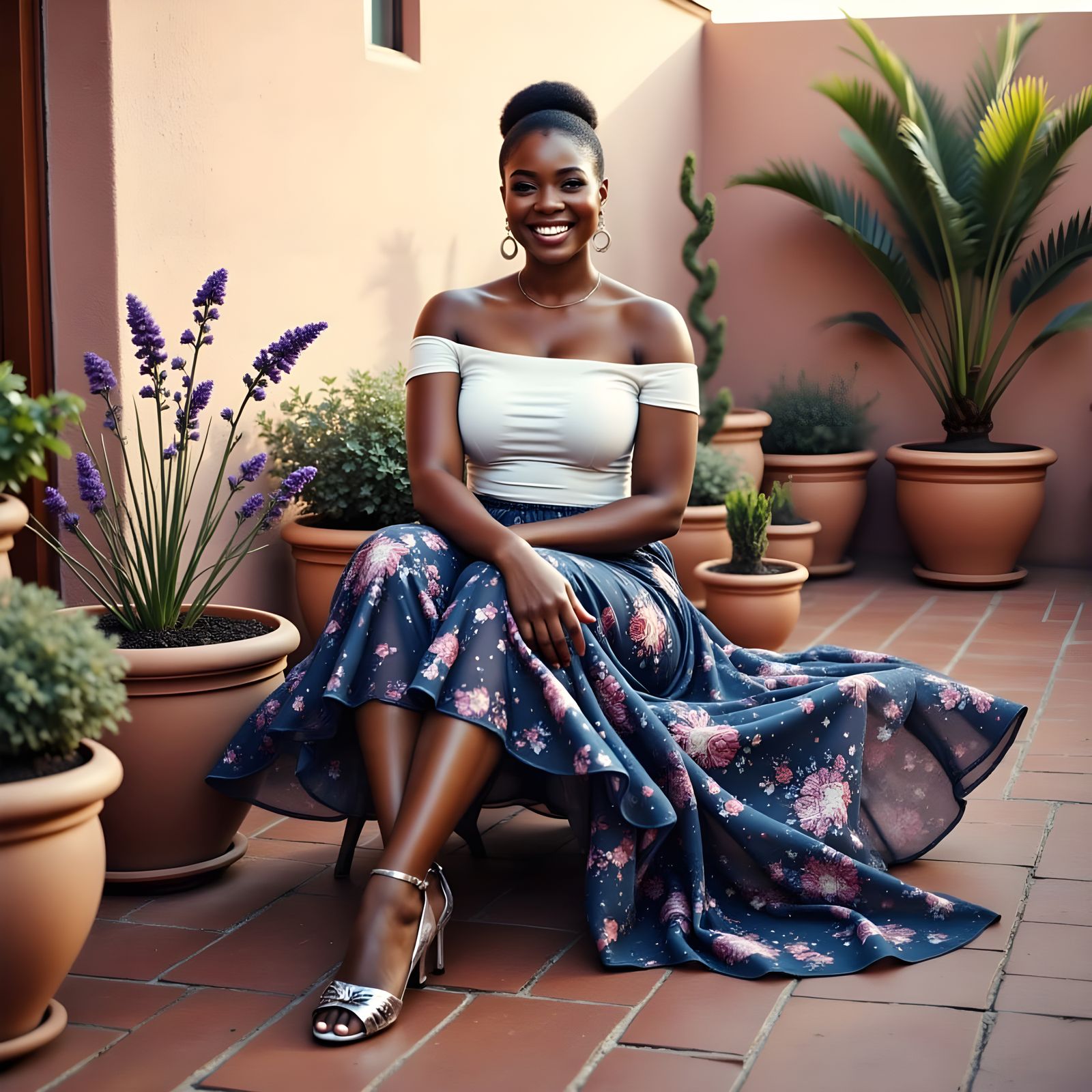 Elegant Black Woman Radiates Inner Peace