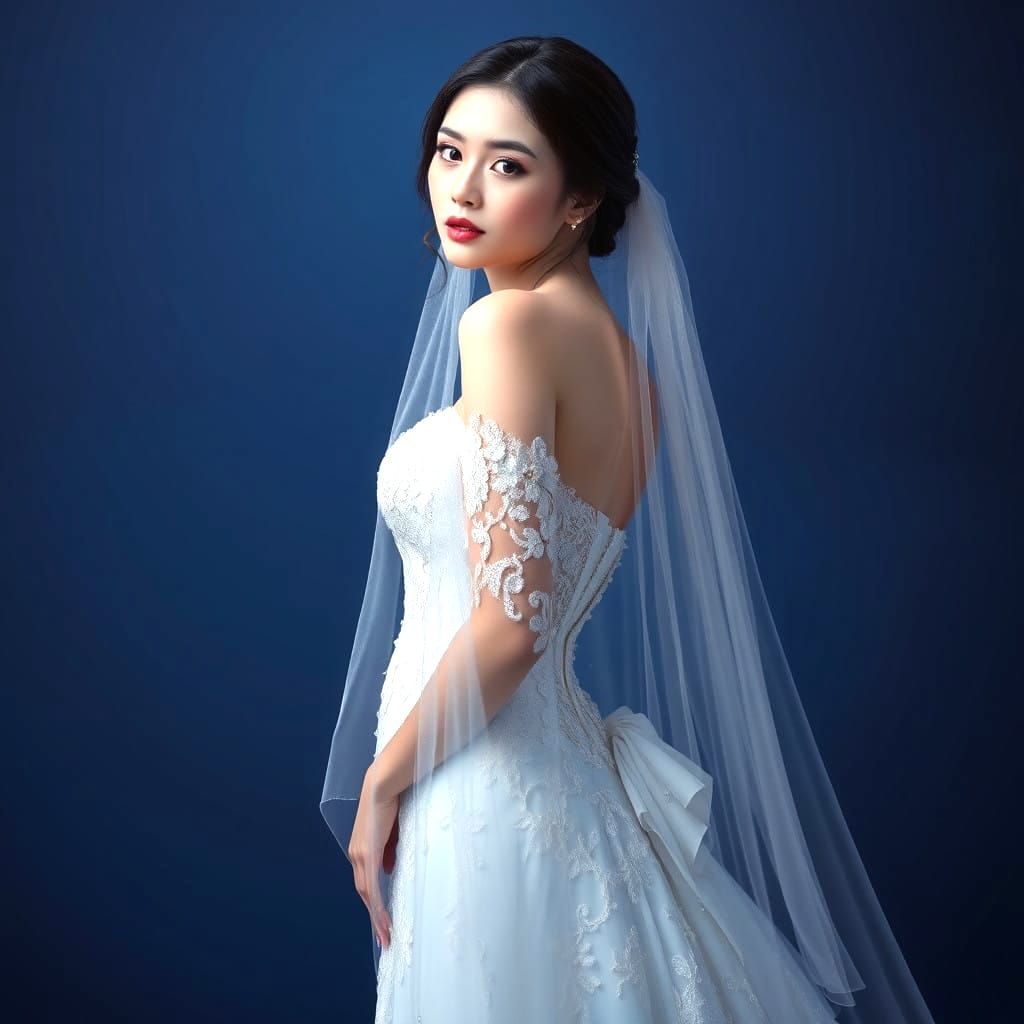 Ethereal Fantasy Bride in Strapless Wedding Gown with Long L...