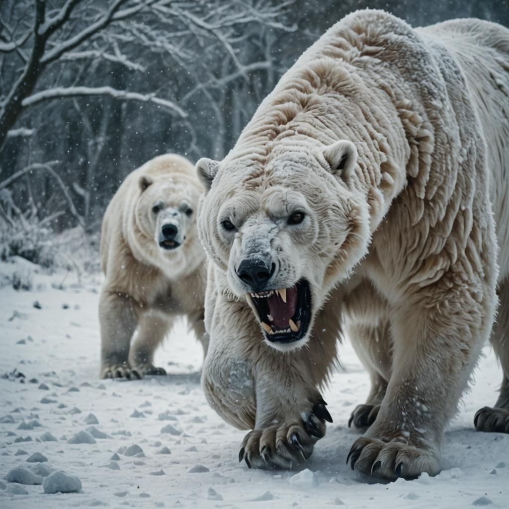 Smilodon vs Polar Bear in Frozen Wilderness