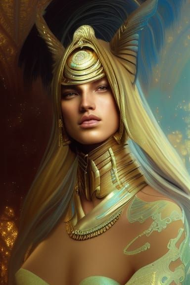 Ethereal Angelic Model Portrait in Futuristic Style