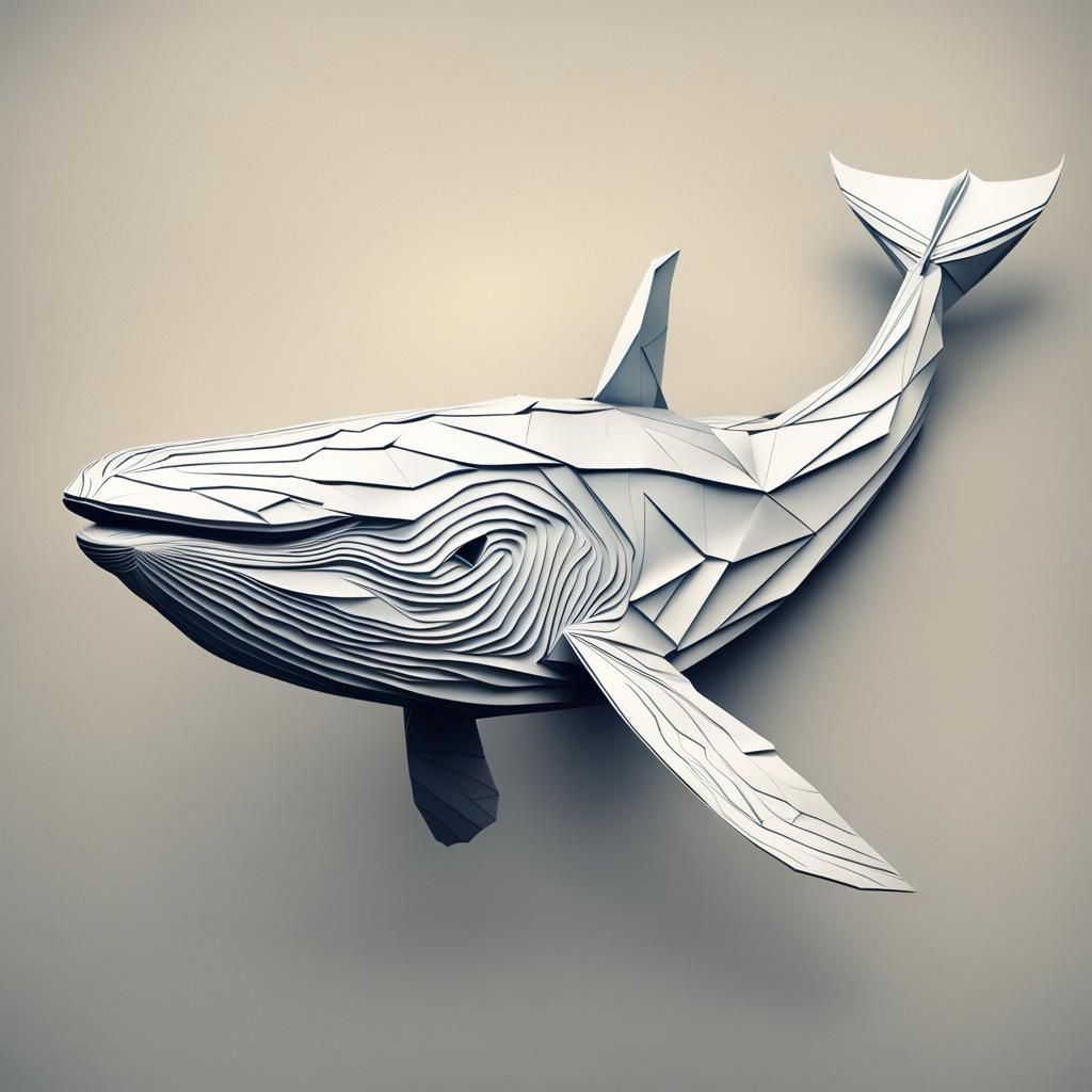 Origami Paper Whale: Leviathan in Papercraft Style