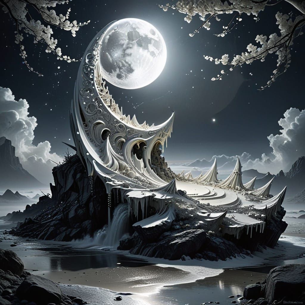 Ethereal Moonlit Scene in a Fantasy World