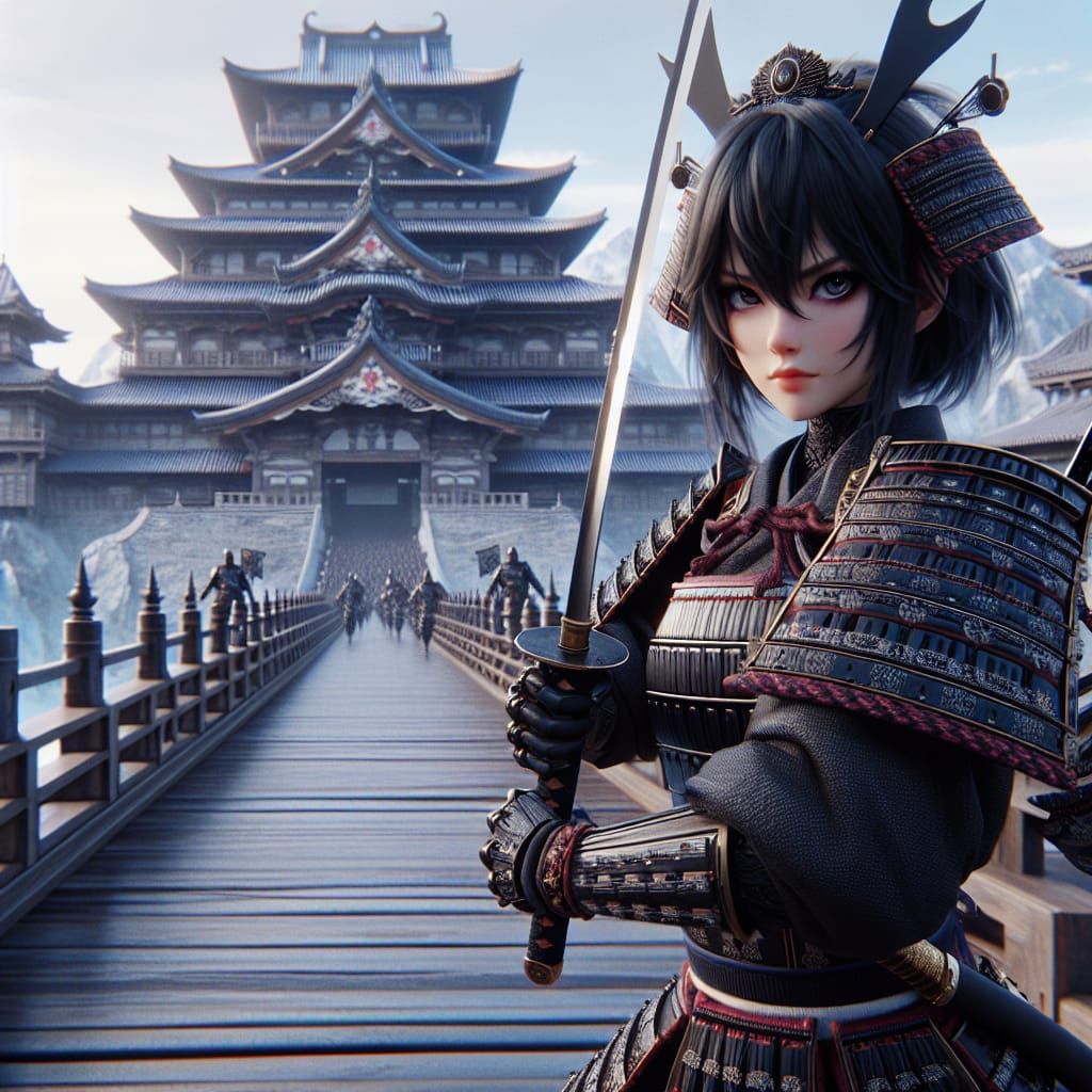 Anime Samurai Ready for Battle in Japan