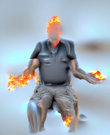 Man Engulfed in Flames in 8K Resolution