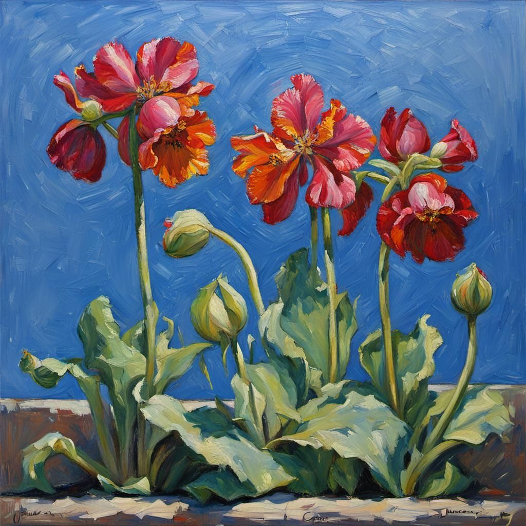 Tulips in Oil Painting Style