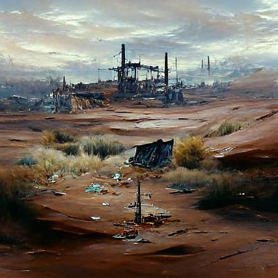 Desolate Wasteland in Oil Painting Style