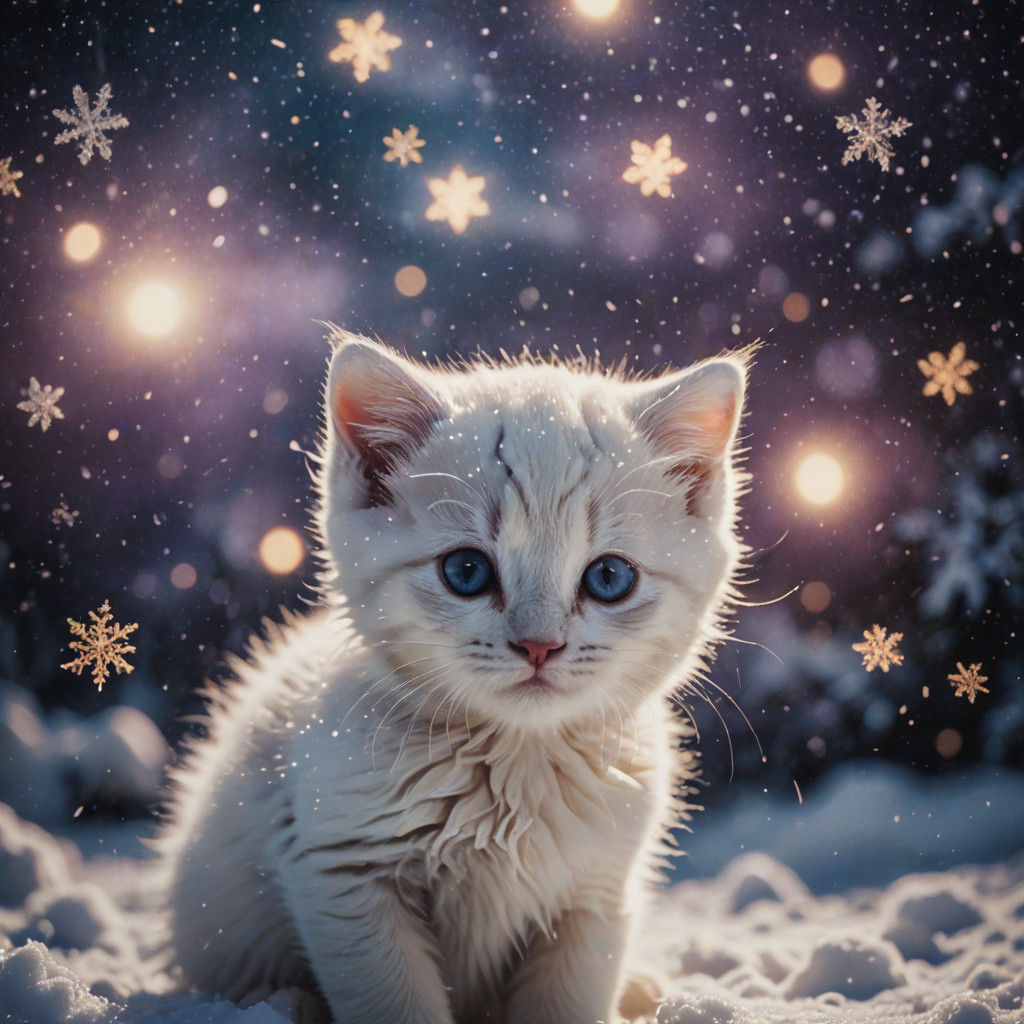 Celestial Kitten in Starry Space