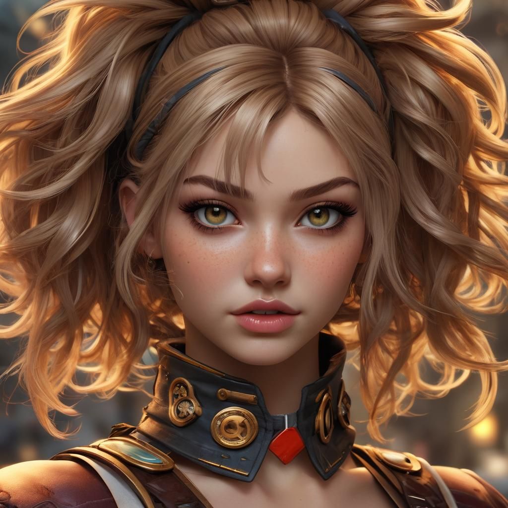 Steampunk cheerleader beautiful detailed face, 8k resolution concept art portrait by Greg Land, Artgerm, WLOP, Scott lob...