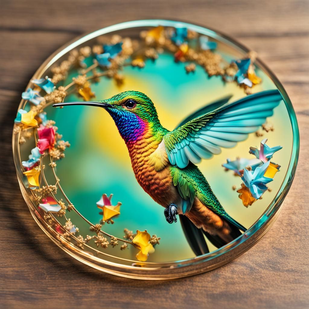 Colourful Hummingbird Jigsaw Puzzle in Splash Art Style
