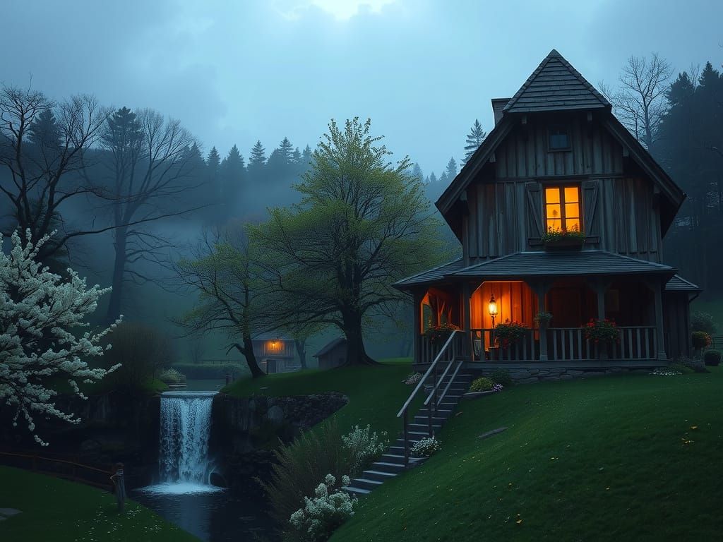 Vibrant Cinematic Oil Painting of a Merry Peasant Dwelling a...