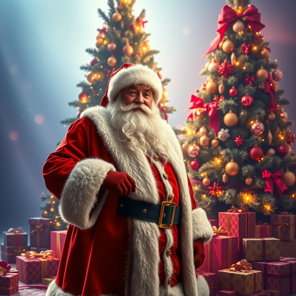 Regal Santa Claus in Vibrant Winter Wonderland