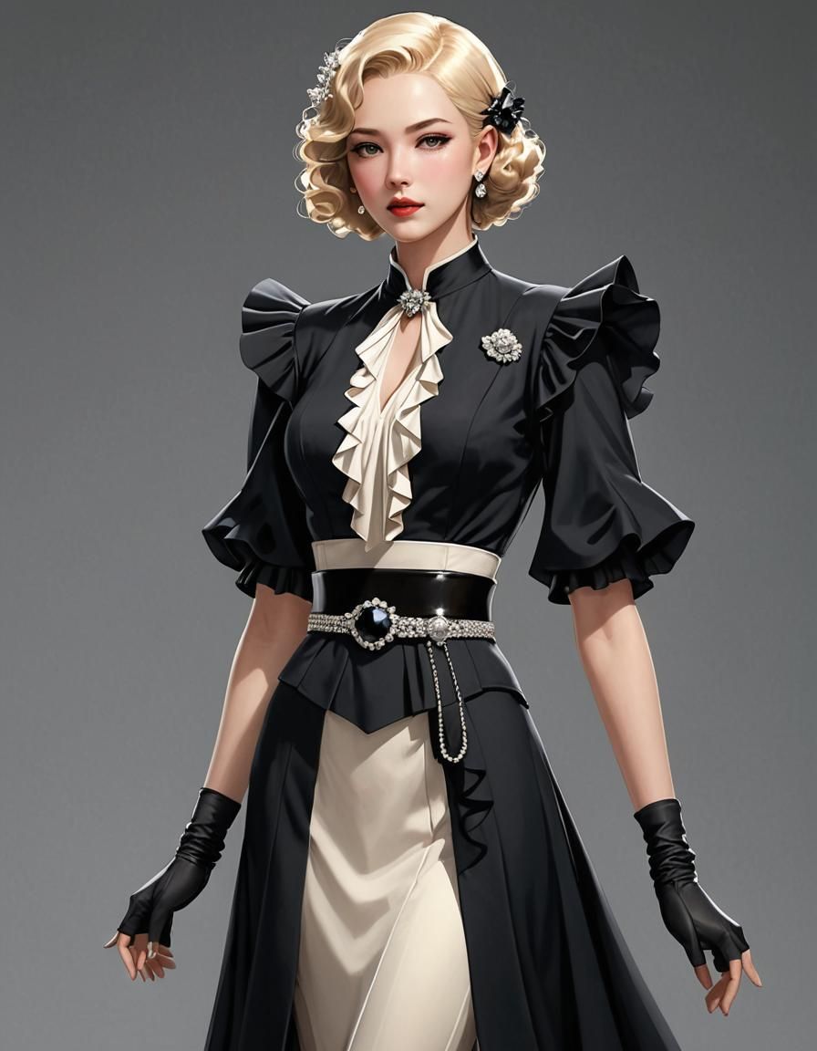 1930s Inspired Anime Ladies Suit in 3D