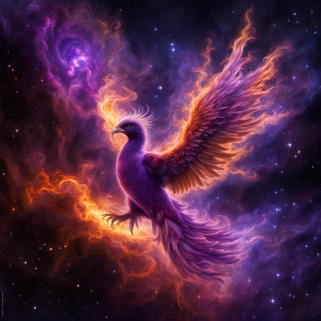 Ultra Violet Fire Nebula Phoenix in Space