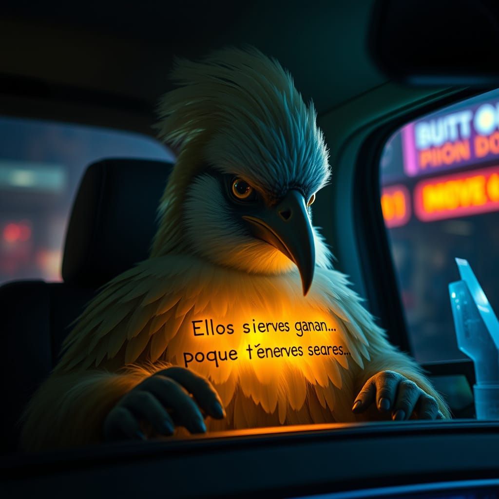 Vulture on ATM Reflecting Stock Market, in Surreal Style