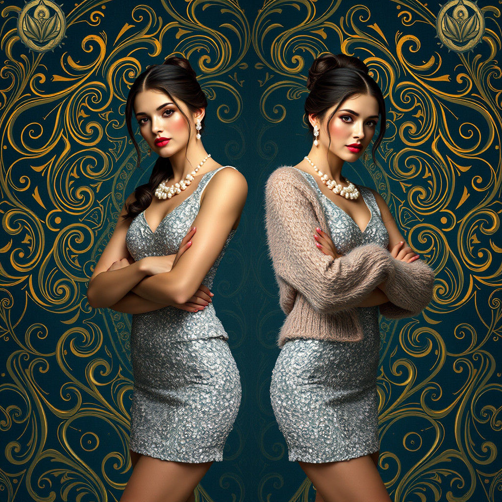 Glamorous Twins in Fantasy Realm, Digital Matte Painting