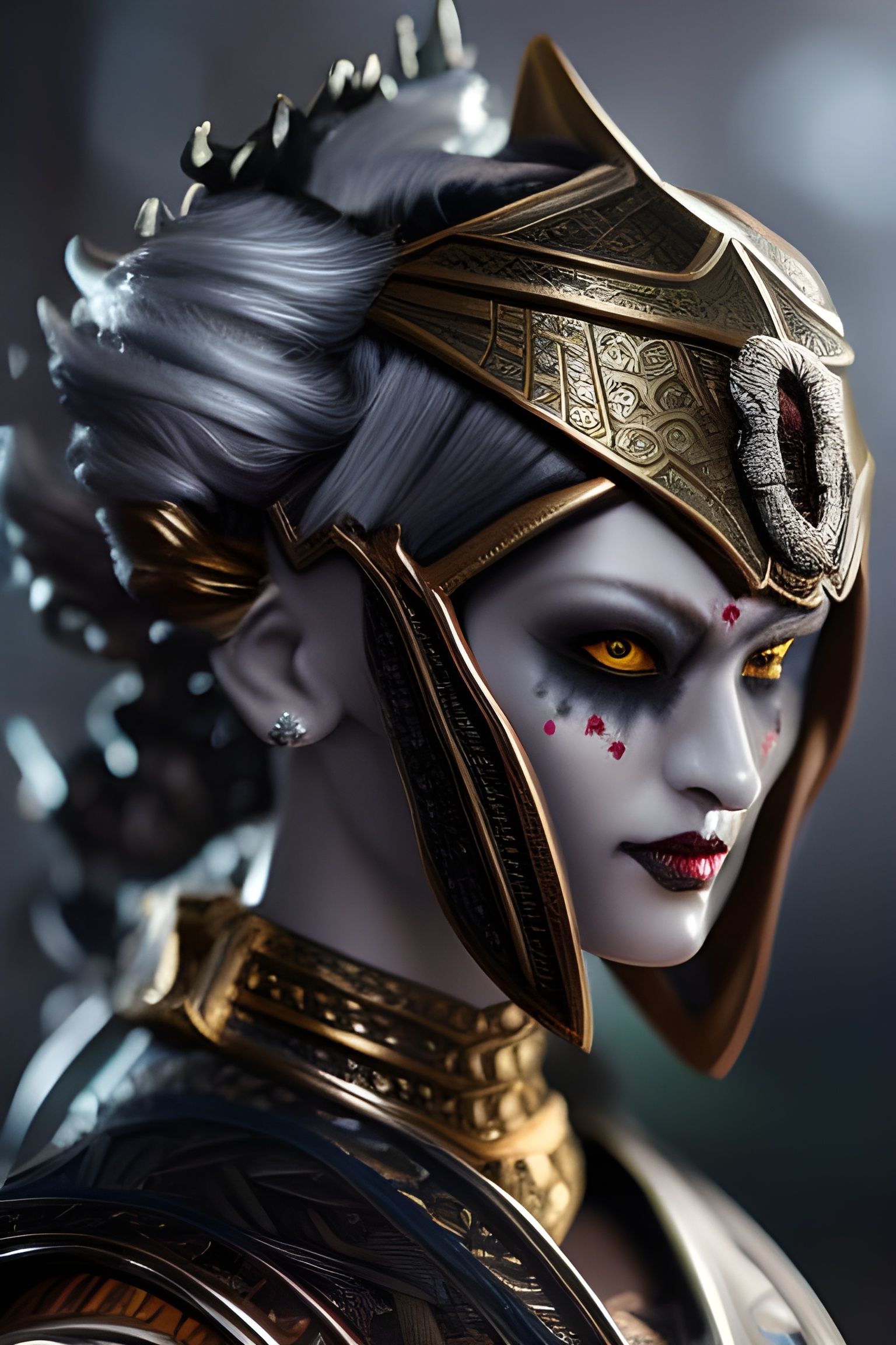 Mystic Silver Orc Portrait with Fire Magic