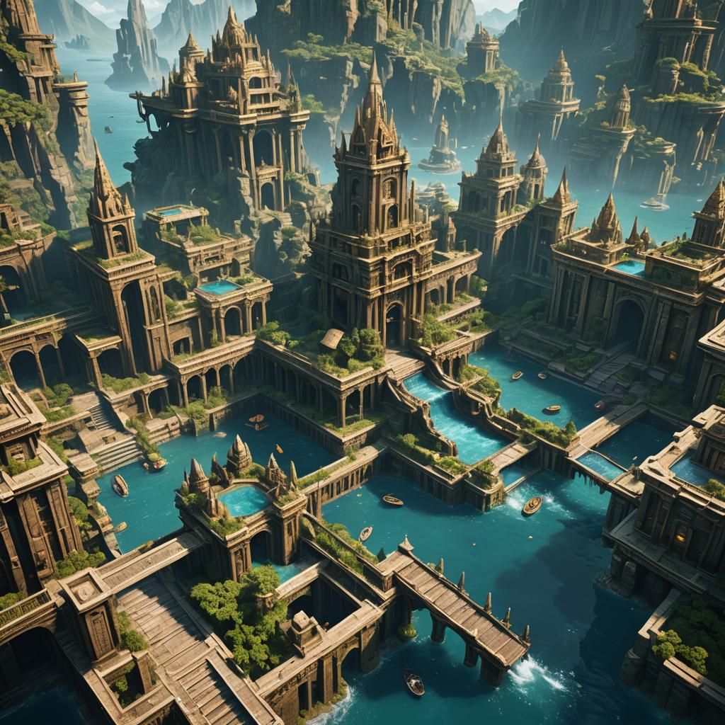 Fantastical Lost City of Atlantis in Deep Color