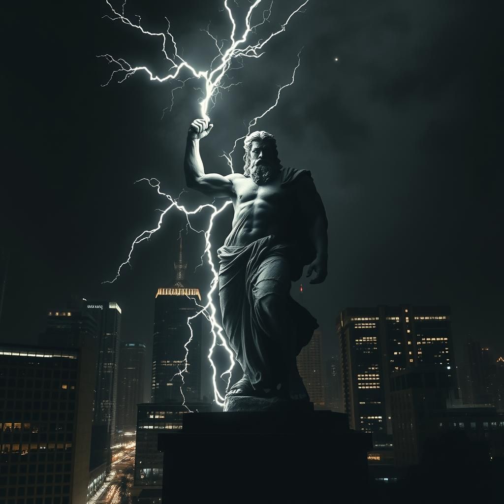 Zeus Throws Lightning in Dramatic Chiaroscuro