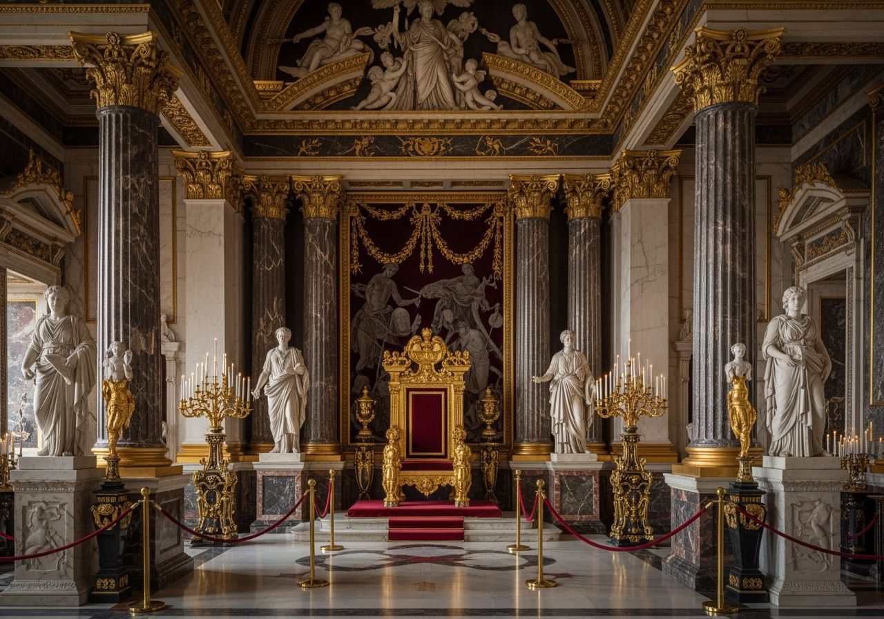 Majestic Roman Palace Throne Room with Gold Ornaments