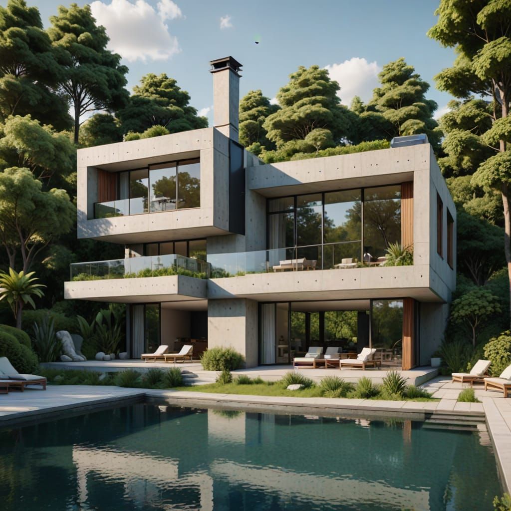 Modern Villa with Infinity Pool in 8K Hyper-Realism