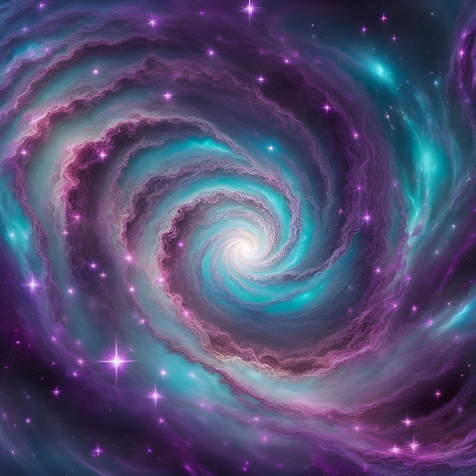 Hyperrealistic Purple and Teal Galaxy Whirlpool