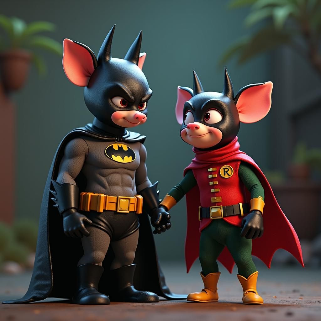Porcine Batman and Robin CGI Animation