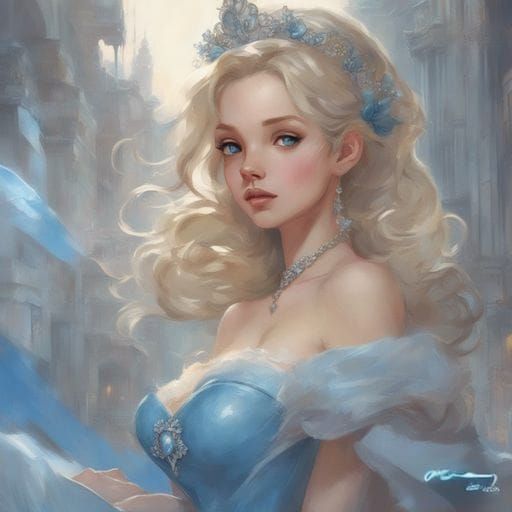 Detailed Cinderella Portrait in Anime Style
