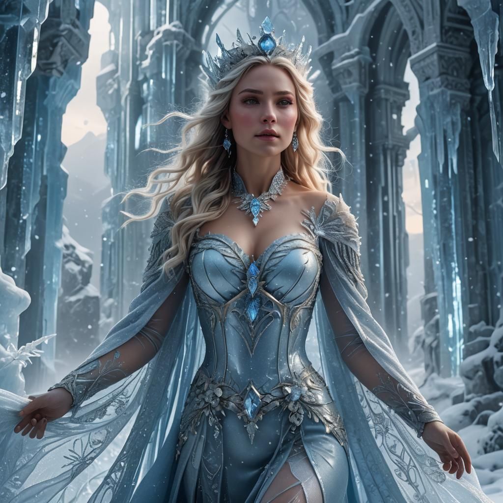 Ice Queen in Frozen Kingdom: Cinematic Fantasy Art