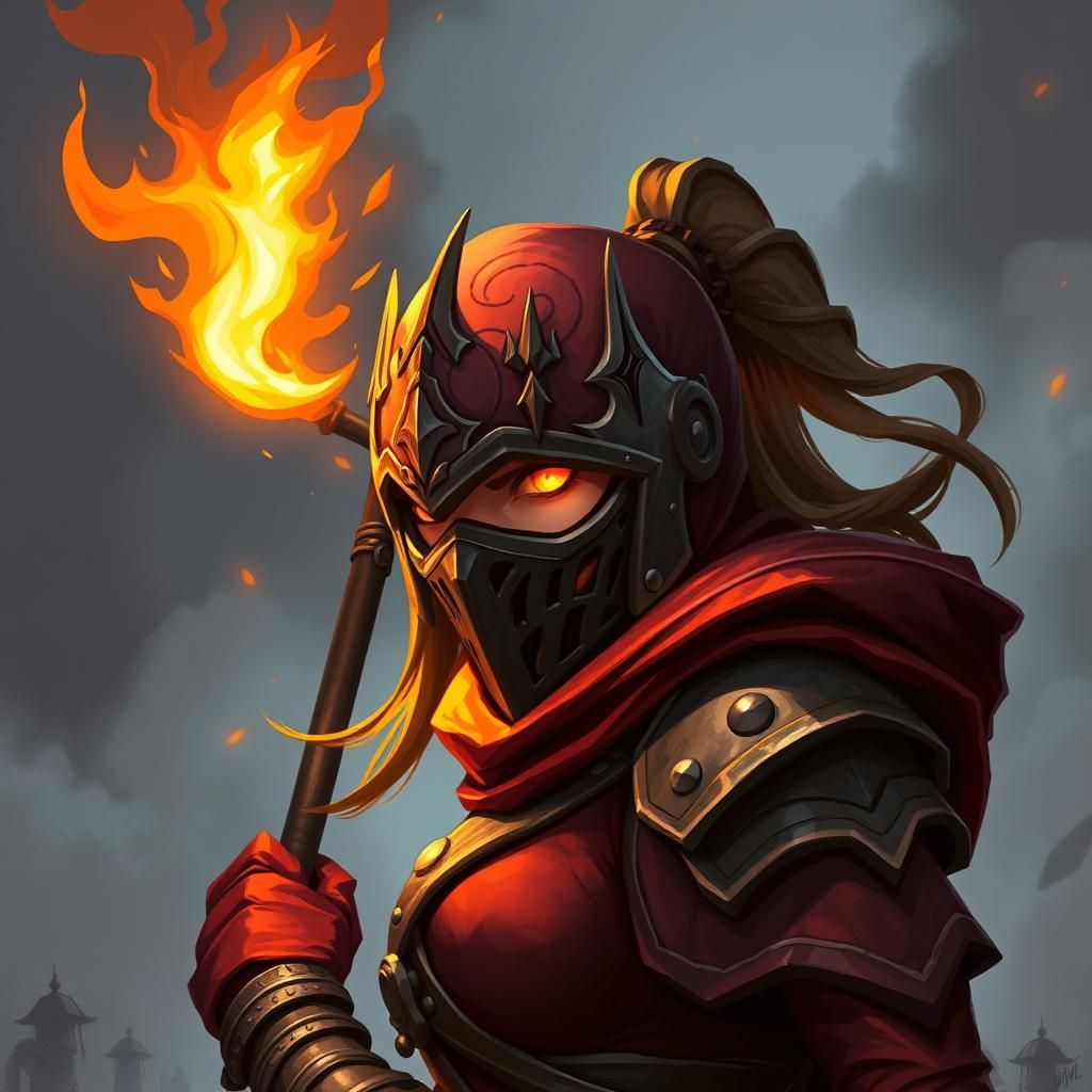Female Warrior in Red Armor, Torchlight Style
