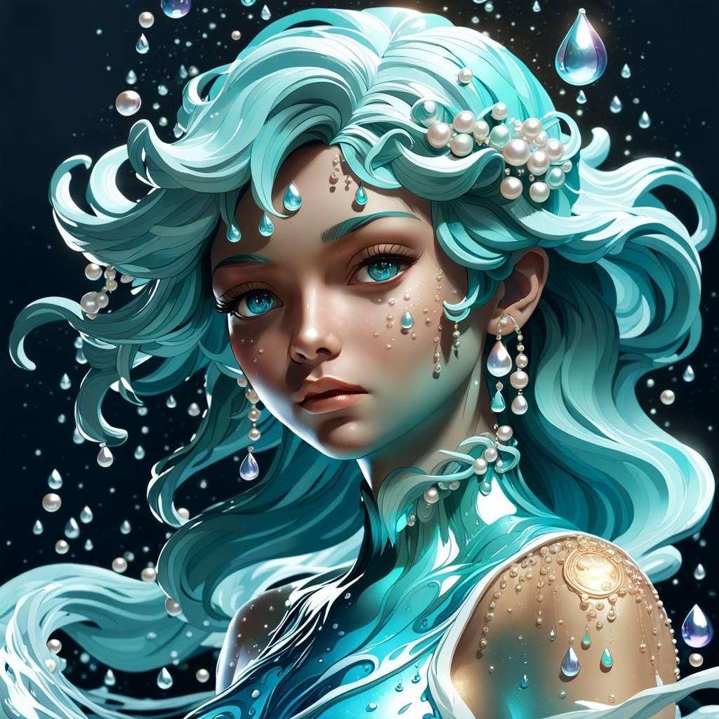 Water Statue Portrait in Hyperdetailed Style