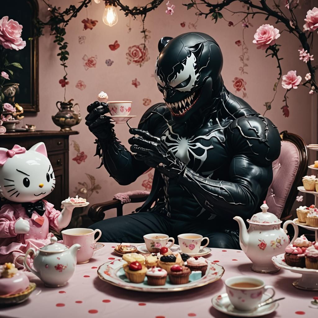 Venom and Hello Kitty's Tea Party