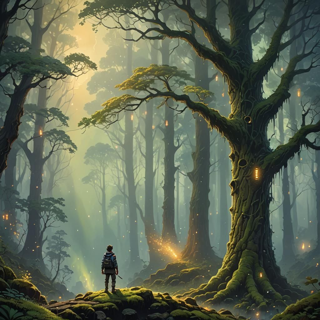 Ethereal Forest: High-Definition Pixel Art in Golden Light