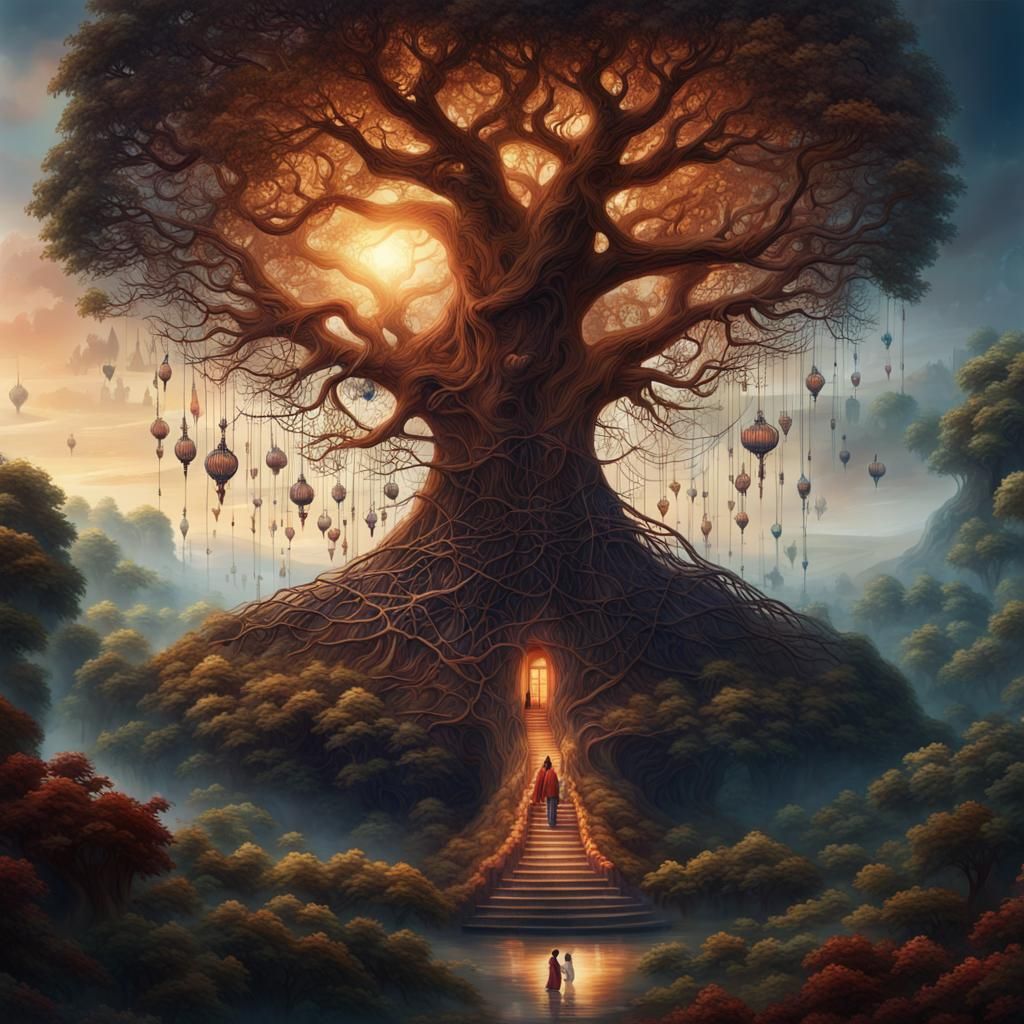 "Delve into the concept of interconnectedness through an art piece that visualizes the intricate web of relationships be...