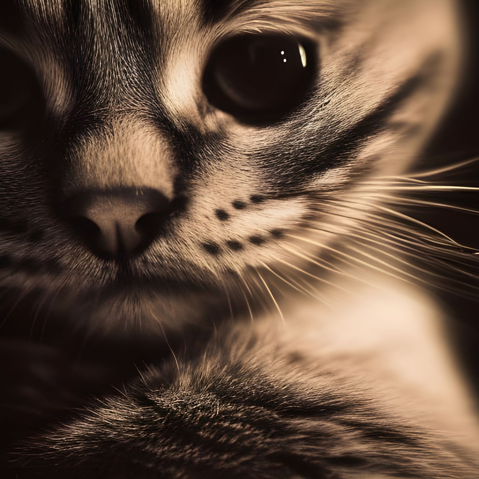 Cat Portrait with Sweet Eyes in Ambient Light