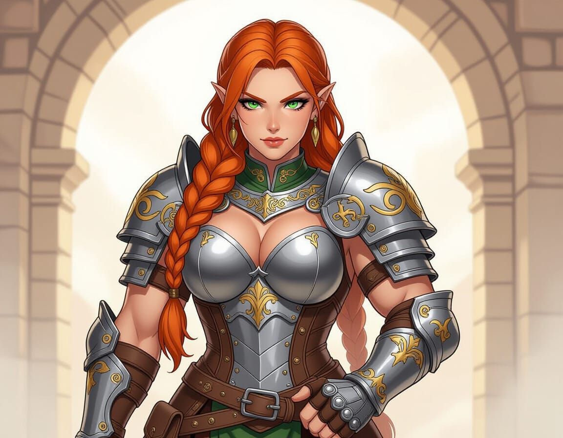 Dwarven Battlemage Brynja in Anime Style