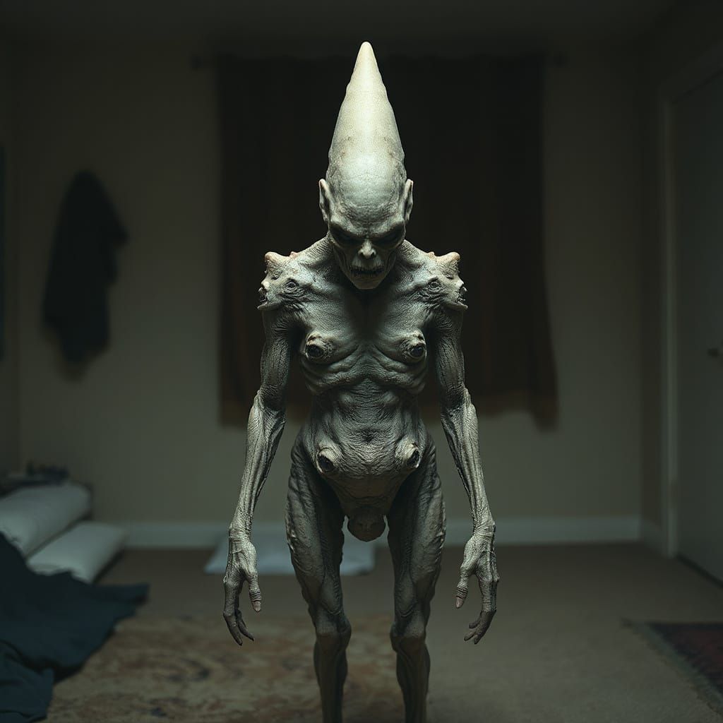 Grotesque Faceless Creature in Dark Realistic Style