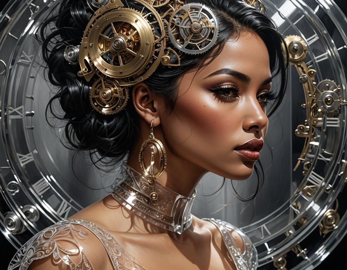 Translucent Woman in Hyperrealistic Style