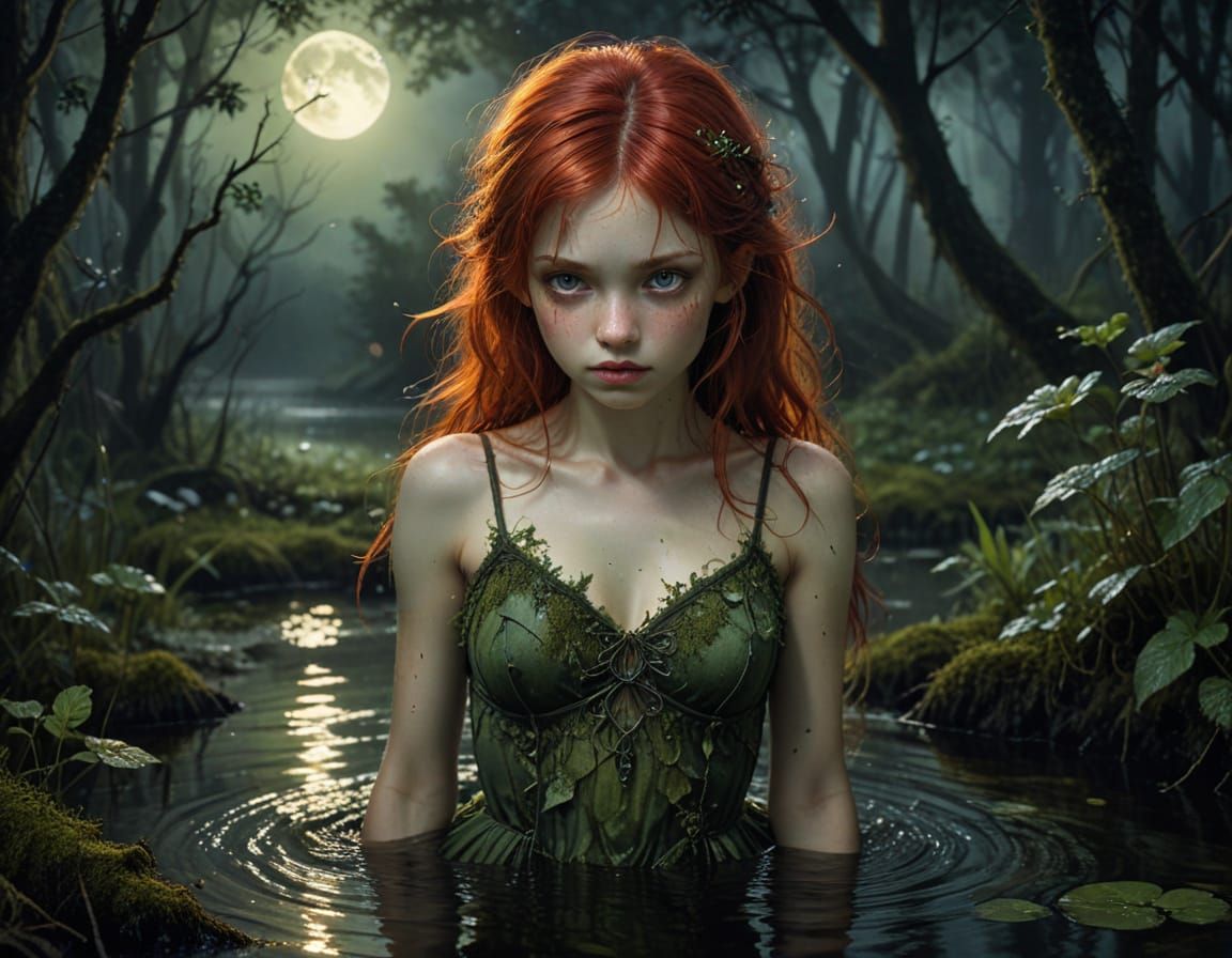 Swamp Fairy Emerge from Nighttime Mist