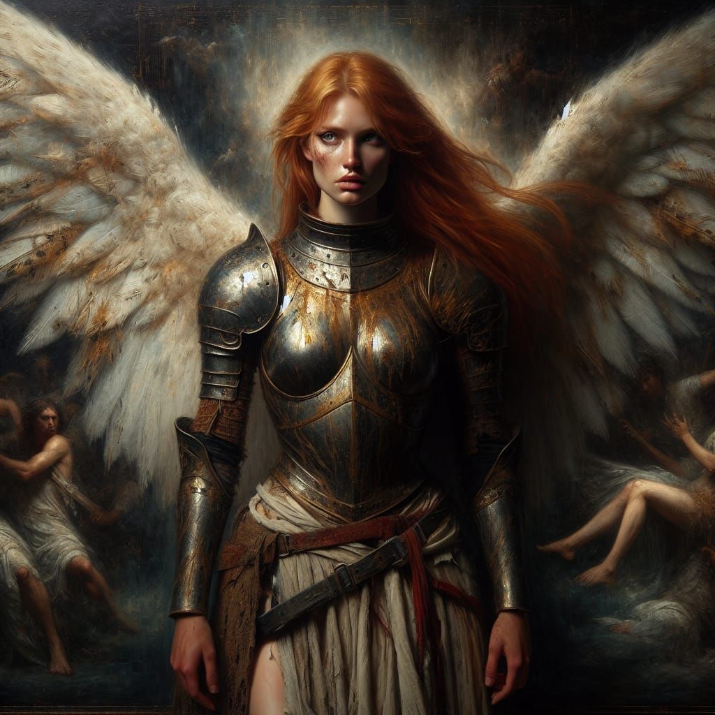 Angel of War: Intense Tenebrism Oil Painting