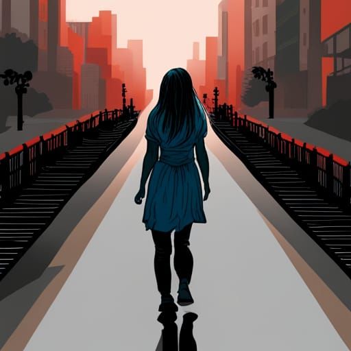 Blood-Soaked Woman Walks Down Sinister Street