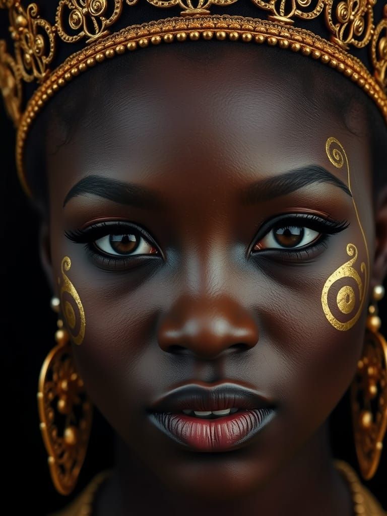 Beautiful African Woman with Gold Crown