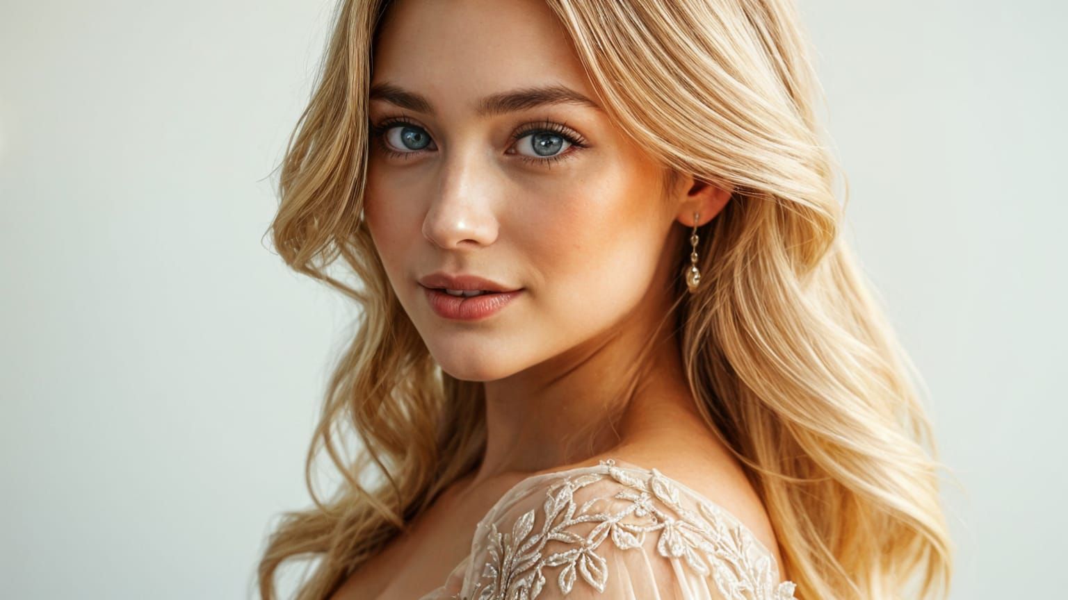 Radiant Woman with Golden Hair in 3D Anime Style