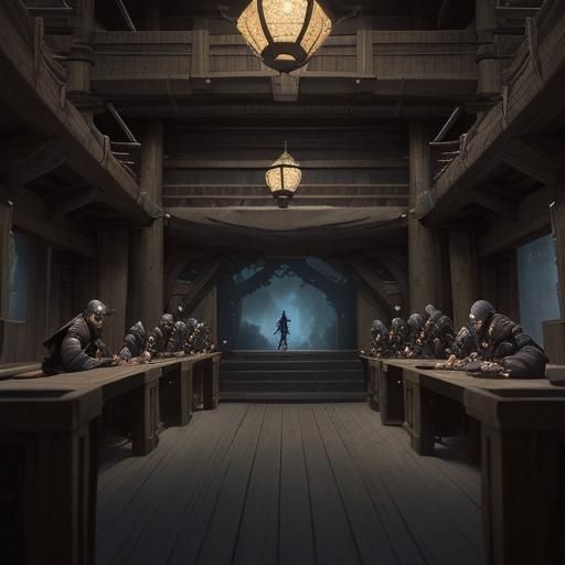 Detailed Ninja Guild Hall: Epic Digital Matte Painting