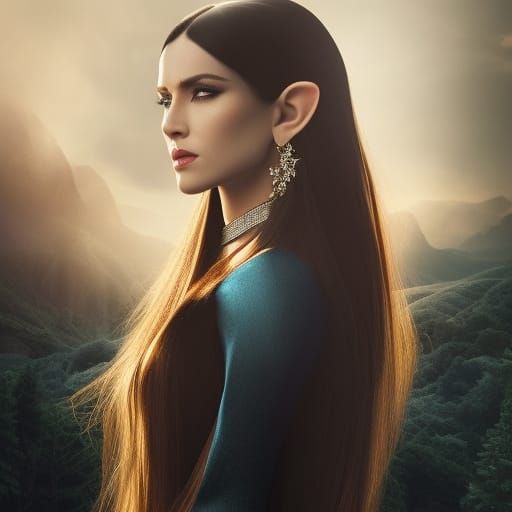 Elf-Eared Man with Long Black Hair