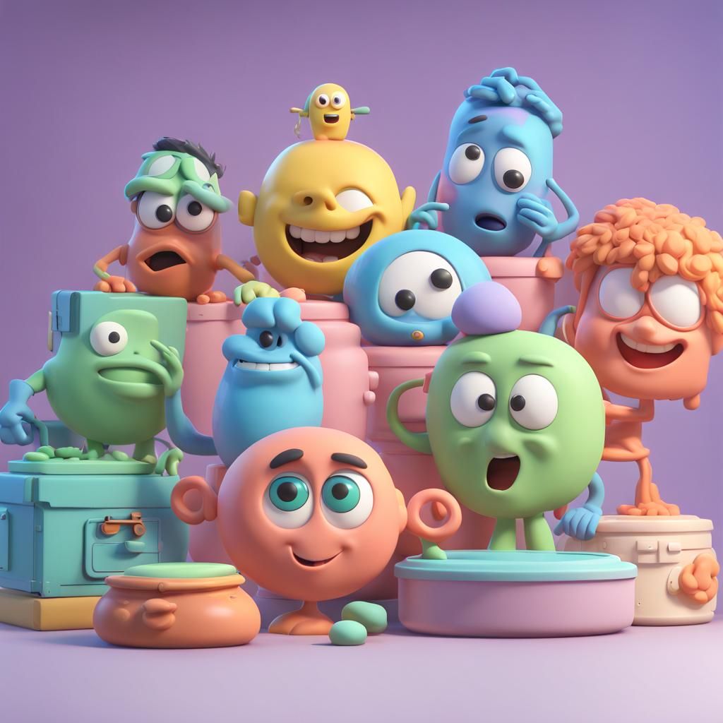 Pop Mart Clay Figure in Pixar Style 3D Render
