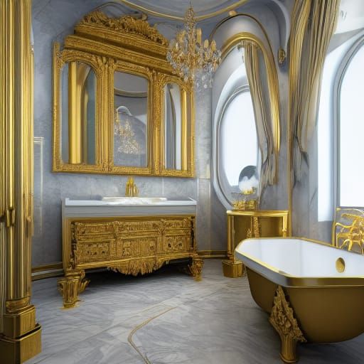 Elegant Bathroom Interior Design in Matte Painting Style