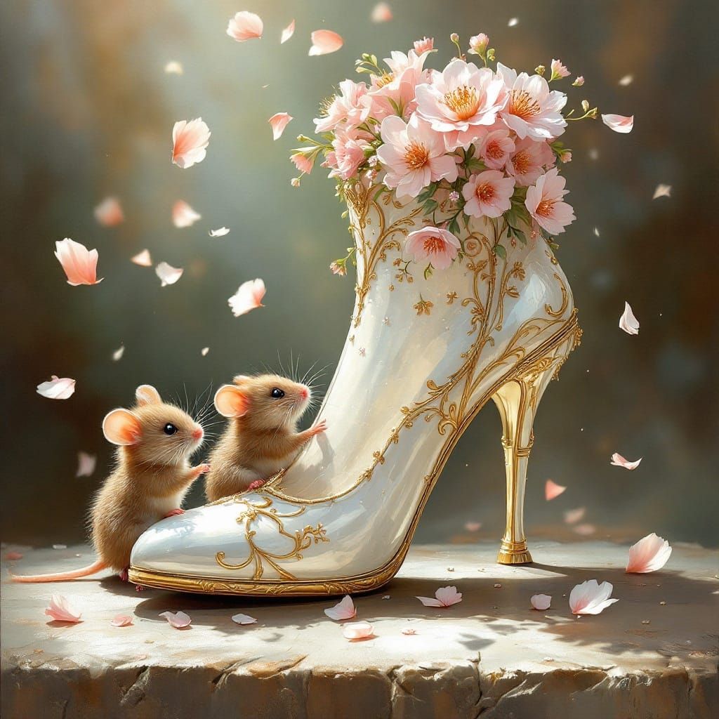 Surreal, Hyperrealistic Painting of Whimsical Boot with Flow...
