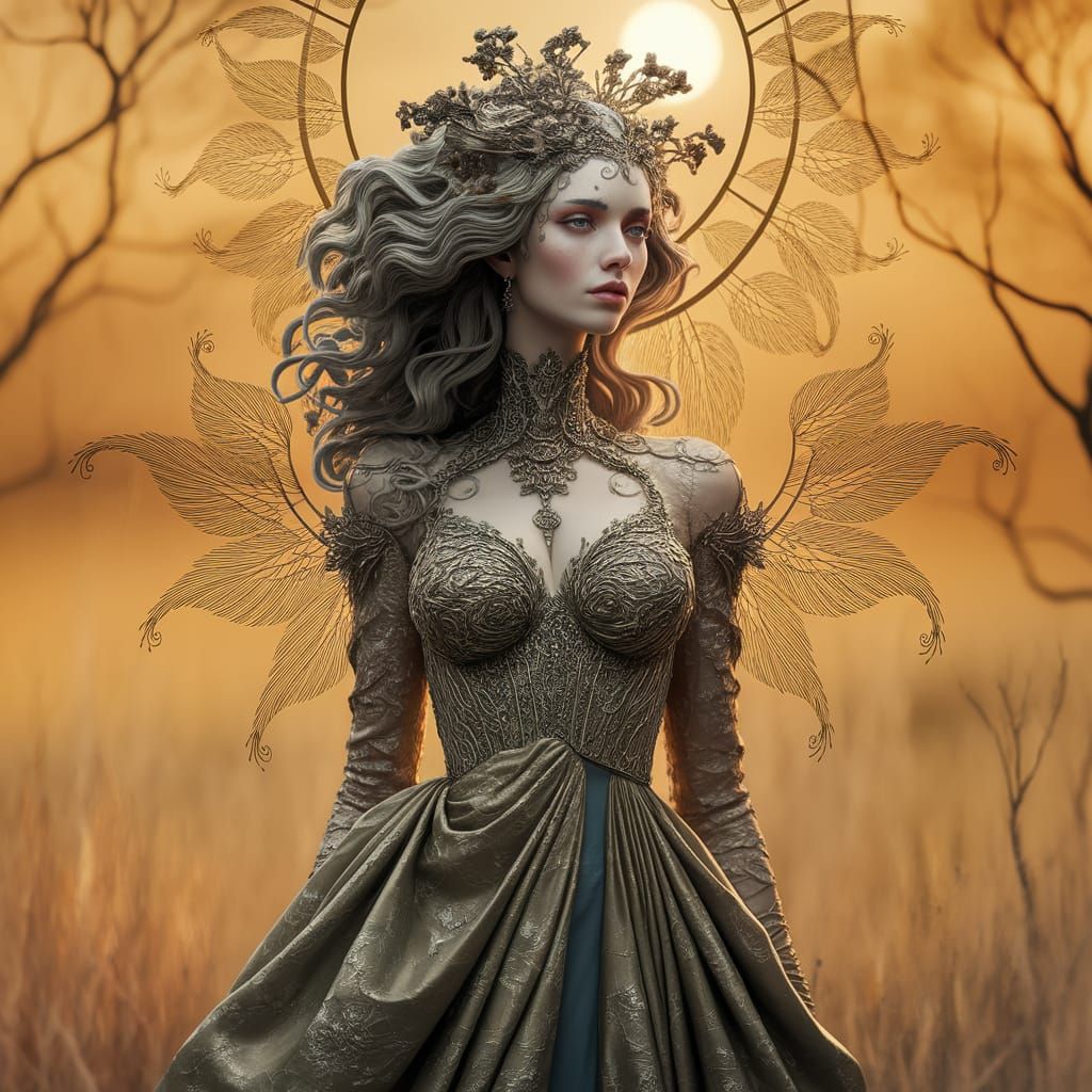 Ethereal Woman in Sunset: Soft-Focus Photography