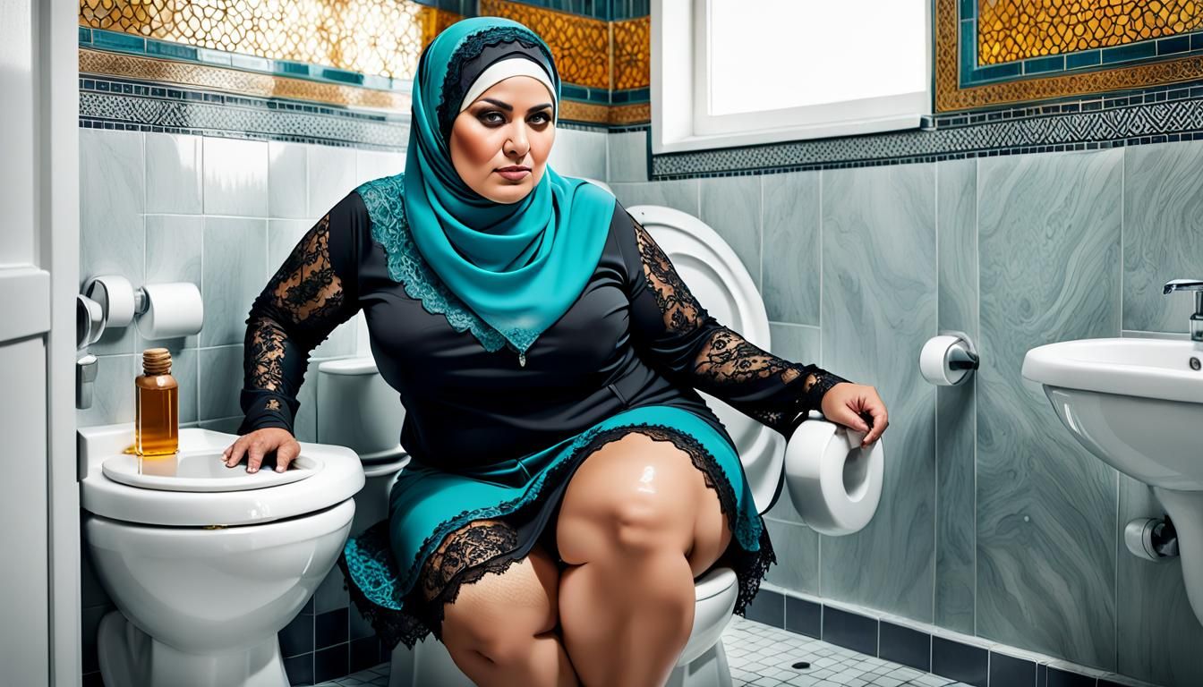 Plus-Size Woman in Hijab: 3D Rendered Cinematic Portrait